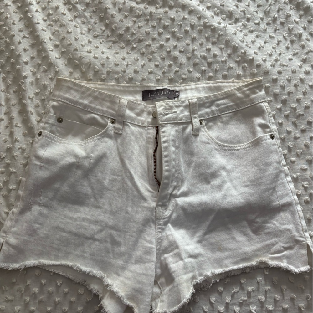 Women's White Denim Shorts- size M